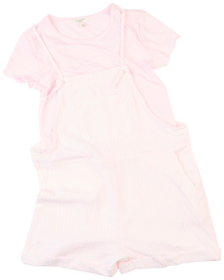 Thumbnail 1: No Comment No Comment Big Girls 2 Pc Striped Romper & Tee Set 