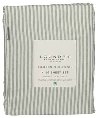 Thumbnail 1: LAUNDRY BY SHELLI SEGAL Laundry by Shelli Segal 4 Pc Oxford Stripe King Sheet Set 