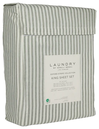 Thumbnail 2: LAUNDRY BY SHELLI SEGAL Laundry by Shelli Segal 4 Pc Oxford Stripe King Sheet Set 