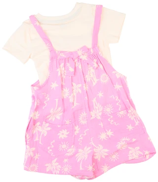 Thumbnail 2: VOLCOM Volcom Big Girls 2 Pc Tropical Gauze Romper & Tee Set 