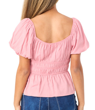 Thumbnail 2: Trixxi Trixxi Juniors Puff Sleeve Peplum Top 