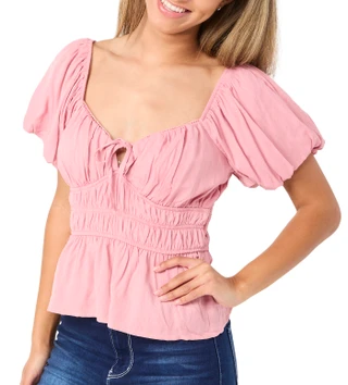 Thumbnail 1: Trixxi Trixxi Juniors Puff Sleeve Peplum Top 