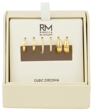 Thumbnail 1: REBECCA MINKOFF Rebecca Minkoff 3 Pc Gold Tone Hoop Earrings Set 