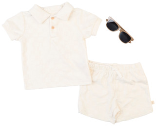 Thumbnail 1: SNUG Snug Baby Boy 3 Pc Embossed Polo Shorts Sunglasses Set 