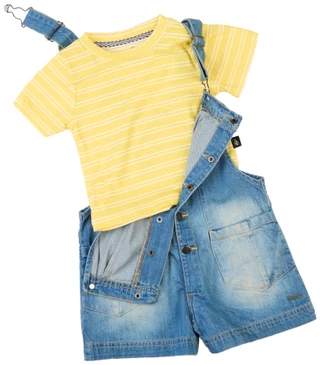 Thumbnail 3: VOLCOM Volcom Little Girls 2 Pc Denim Shortall & Striped Tee Set 