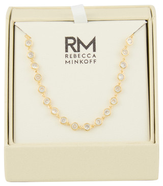 Thumbnail 1: REBECCA MINKOFF Rebecca Minkoff Gold Tone Round Bezel Necklace 