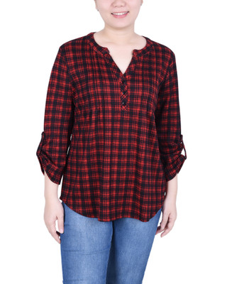 Thumbnail 1: Ny Collection NY Collection Petite 3/4 Roll Sleeve Top 