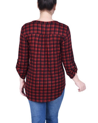 Thumbnail 3: Ny Collection NY Collection Petite 3/4 Roll Sleeve Top 