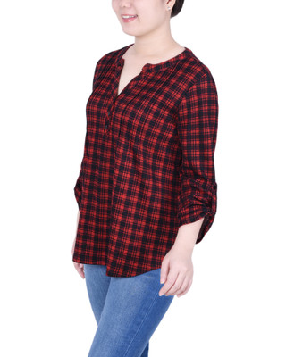 Thumbnail 2: Ny Collection NY Collection Petite 3/4 Roll Sleeve Top 