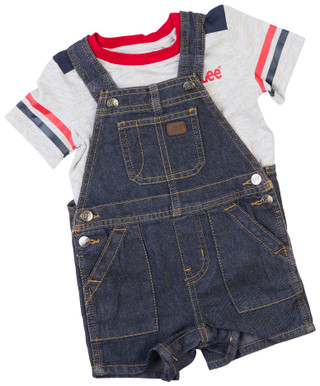 Thumbnail 1: Lee Lee Baby Boys 2 Pc Short Sleeve Tee & Denim Overall Set 