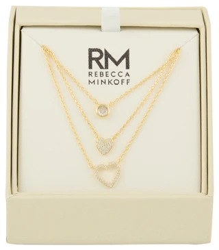 Thumbnail 1: REBECCA MINKOFF Rebecca Minkoff Gold Tone 3 Pc Heart Necklace 