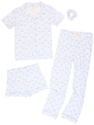 Thumbnail 2: Catherine Malandrino Catherine Malandrino Girls 4 Pc Blue Bow Sleep Set 