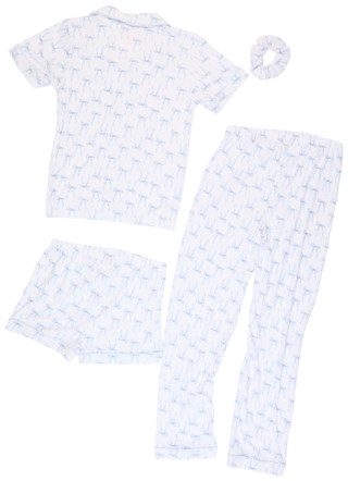 Thumbnail 3: Catherine Malandrino Catherine Malandrino Girls 4 Pc Blue Bow Sleep Set 