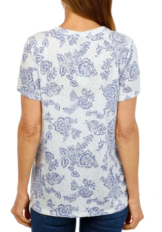 Thumbnail 2: BOBEAU Women's Print Tie Front Top 