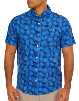 Thumbnail 2: Anglr Anglr Mens Short Sleeve Tropical Button Down Shirt 