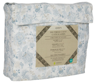 Thumbnail 2: YUNUS Yunus Bedding 4 Pc 300 TC Cotton Sateen Floral Sheet Set 