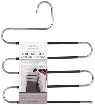 Thumbnail 1: SIMPLIFY Simplify Stainless Steel 5 Tier Non-Slip Garment Hanger 