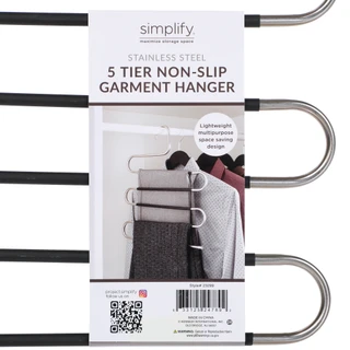 Thumbnail 2: SIMPLIFY Simplify Stainless Steel 5 Tier Non-Slip Garment Hanger 