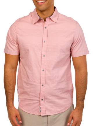 Thumbnail 1: FLAG AND ANTHEM Mens Short Sleeve Dobby Stripe Button Down Shirt 