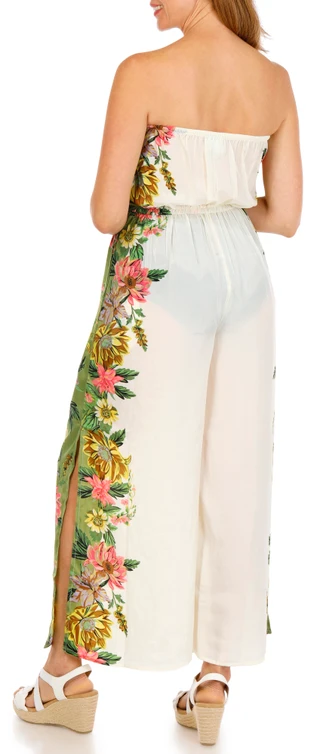 Thumbnail 3: TRU DESTINATIONS Tru Destinations Womens Silky Crepe Placement Jumpsuit 