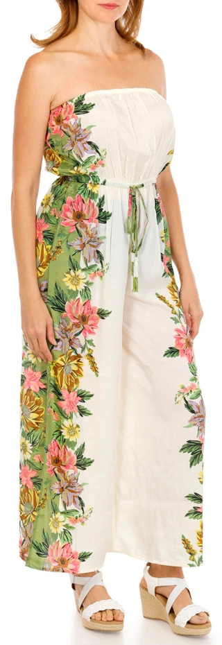 Thumbnail 1: TRU DESTINATIONS Tru Destinations Womens Silky Crepe Placement Jumpsuit 