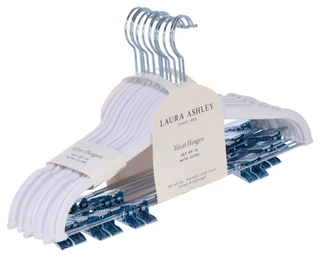 Thumbnail 2: Laura Ashley LAura Ashley 12-Pack Velvet Suit Hangers with Clips  White 