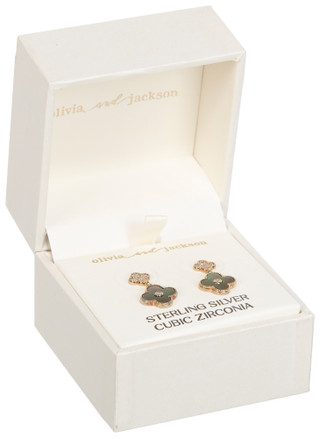 Thumbnail 1: OLIVIA & JACKSON Olivia & Jackson Gold Tone Clover Drop Stud Earrings 