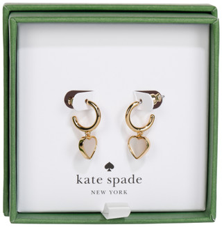 Thumbnail 1: KATE SPADE Gold Tone Heart Shaped Huggie Stud Earrings 