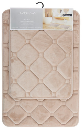 Thumbnail 1: Lavish Lavish 2-Piece Lux Tile Memory Foam Bath Rug Set 