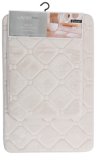 Thumbnail 1: Lavish Lavish 2-Piece Lux Tile Memory Foam Bath Rug Set 