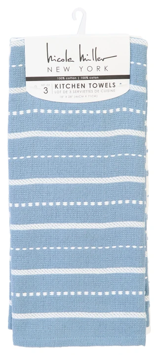 Thumbnail 1: Nicole Miller Nicole Miller 3 Pk Carrie Stripe Cotton Kitchen Towels 