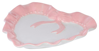 Thumbnail 2: CONCEPTS IN TIME Concepts in Time Ceramic Heart Bow Decorative Bowl Tray 