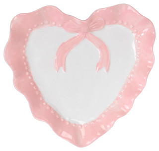 Thumbnail 1: CONCEPTS IN TIME Concepts in Time Ceramic Heart Bow Decorative Bowl Tray 