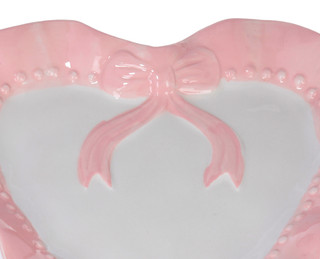 Thumbnail 3: CONCEPTS IN TIME Concepts in Time Ceramic Heart Bow Decorative Bowl Tray 
