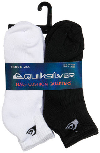 Thumbnail 2: Quiksilver Mens 8 Pk Half Cushion Quarter Socks 