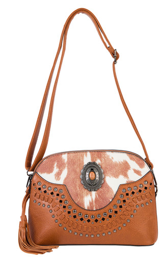 Thumbnail 1: Sam & Hadley Brooch Cow Print Crossbody Bag 