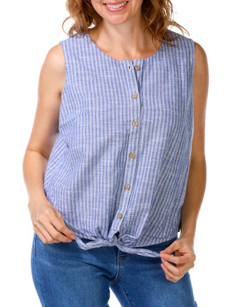Thumbnail 1: Dash Women's Stripe Button Down Tank Top 