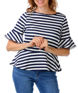 Thumbnail 1: Cupio Women's Stripe Peplum Top 