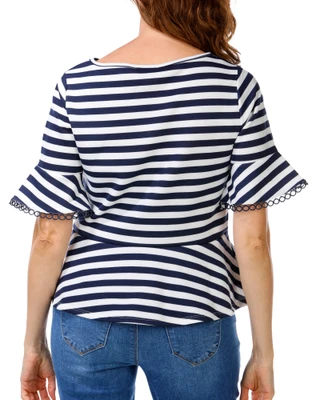 Thumbnail 2: Cupio Women's Stripe Peplum Top 