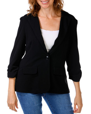 Thumbnail 1: Soho Apparel Women's Single Button Ruched Sleeve Blazer 