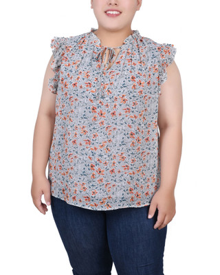 Thumbnail 1: BLUE GREEN ORANGE FLORAL