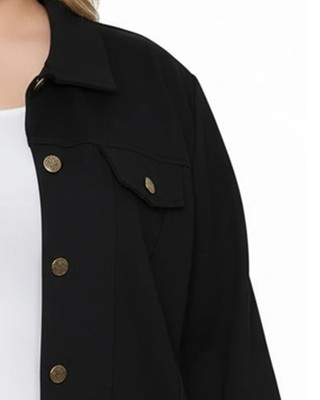 Thumbnail 3: Ny Collection  Plus Button Down Ponte Cropped Jacket 