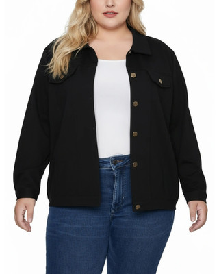 Thumbnail 1: Ny Collection  Plus Button Down Ponte Cropped Jacket 