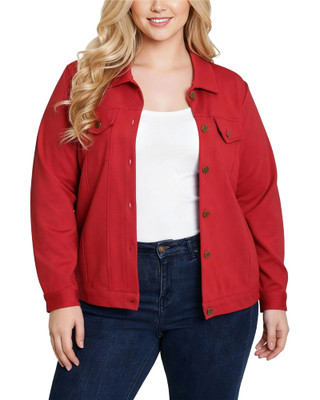 Thumbnail 1: Ny Collection  Plus Button Down Ponte Cropped Jacket 