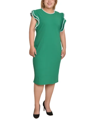 Thumbnail 1: Ny Collection NY Collection Plus Piped Ruffle Sleeve Dress 