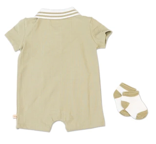 Thumbnail 2: BEARPAW Baby Boys 2 Pc Polo Romper Set 