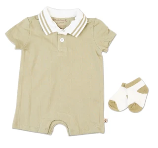 Thumbnail 1: BEARPAW Baby Boys 2 Pc Polo Romper Set 