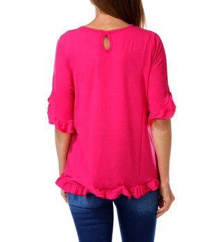 Thumbnail 2: Thomas & Olivia Women's Solid Ruffle Hem Top  