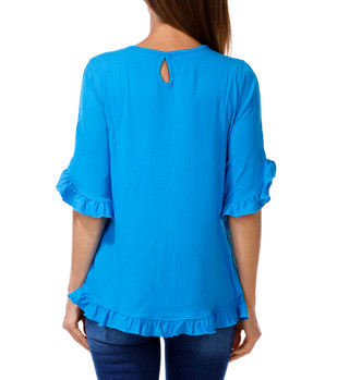Thumbnail 2: Thomas & Olivia Women's Solid Ruffle Hem Top  