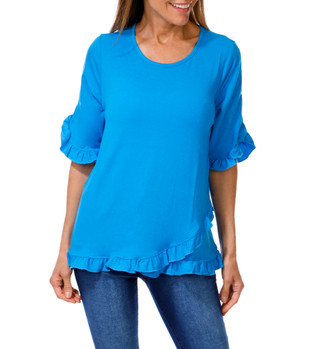 Thumbnail 1: Thomas & Olivia Women's Solid Ruffle Hem Top  